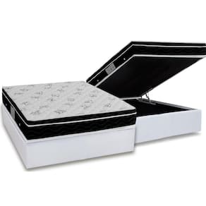 Cama Box Baú Casal: Colchão Molas Bonnel Ortobom Nanolastic Physical Spring + Base White(138X188)
