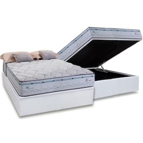 Cama Box Baú Casal: Colchão Molas Herval Maxspring Oslo + Base Crc Courano White(138X188)