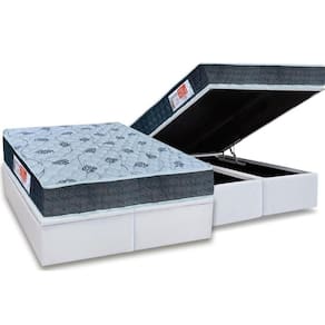 Cama Box Baú Queen: Colchão Espuma D45 Orthoflex Comfortpedic Line + Base Crc Courano White(158X198)