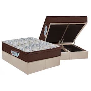 Cama Box Baú Queen: Colchão Anatômico Ortobom D45 / Ep Iso 150 Mega Firme + Base Clean(158X198)