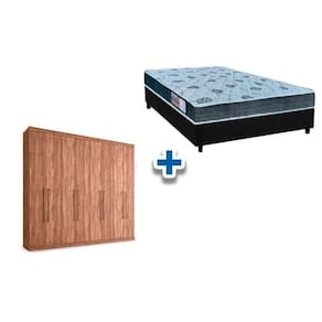 Cama Box Casal + Colchão D45 Cecina + Guarda Roupa Master Vip 8.4 Atacama