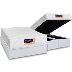Cama Box Baú Queen: Colchão Espuma Castor D33 Vitagel Hr Visco Gel + Base White(158X198)