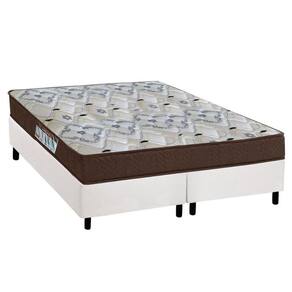 Cama Box Queen: Colchão Espuma D45 Ortobom /Ep Fort Tech Iso 150 + Base Crc Suede White(158X198)