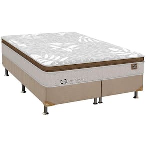 Cama Box King: Colchão Molas Sealy Posturepedic Doux Confort + Base Courano Bege(193X203)