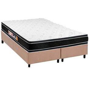 Cama Box King: Colchão Espuma D33 Castor Black E White + Base Crc Suede Clean(193X203)