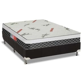 Cama Box Casal: Colchão Anatômico Plumatex D28 Falcon Ultra Firme + Base Crc Suede Black(138X188)