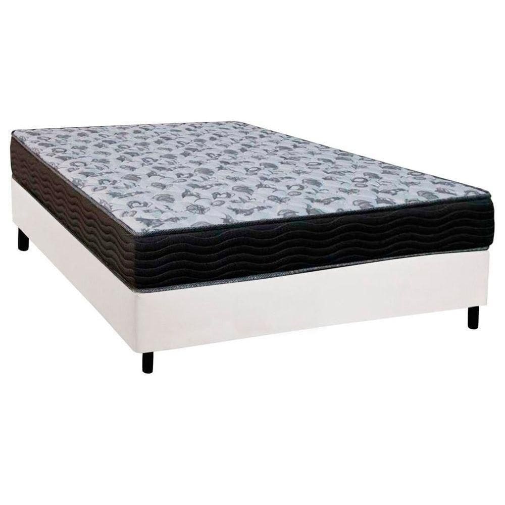 Cama Box Casal: Colchão Anatômico Ortobom D33/Ep Fort Tech Iso 100 + Base Crc Courano White(138X188)