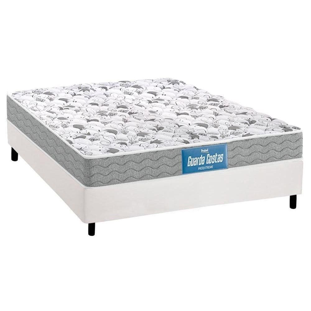 Cama Box Casal: Colchão Espuma Probel D33/Ep Próintense + Base White(138X188)