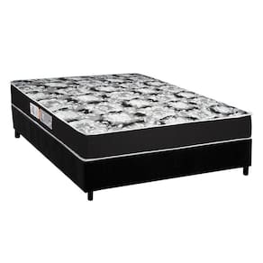 Cama Box Casal: Colchão Espuma D45 Luckspuma Gran Luck Pro + Base Crc Suede Black(138X188)