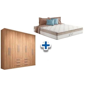 Cama Box Casal + Colchão King Best + Guarda Roupa Master 8.6 Atacama