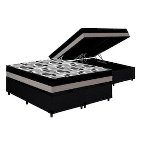 Cama Box Baú Queen: Colchão Anatômico Ortobom D33 / Ep Iso 100 Double Face + Baseblack(158X198X20)