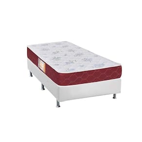 Cama Box Solteiro: Colchão Espuma Castor Sleep Max + Base Crc Courano White(88X188)
