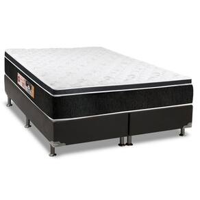 Cama Box King: Colchão Espuma D33 Castor Black E White + Base Crc Suede Black(193X203)