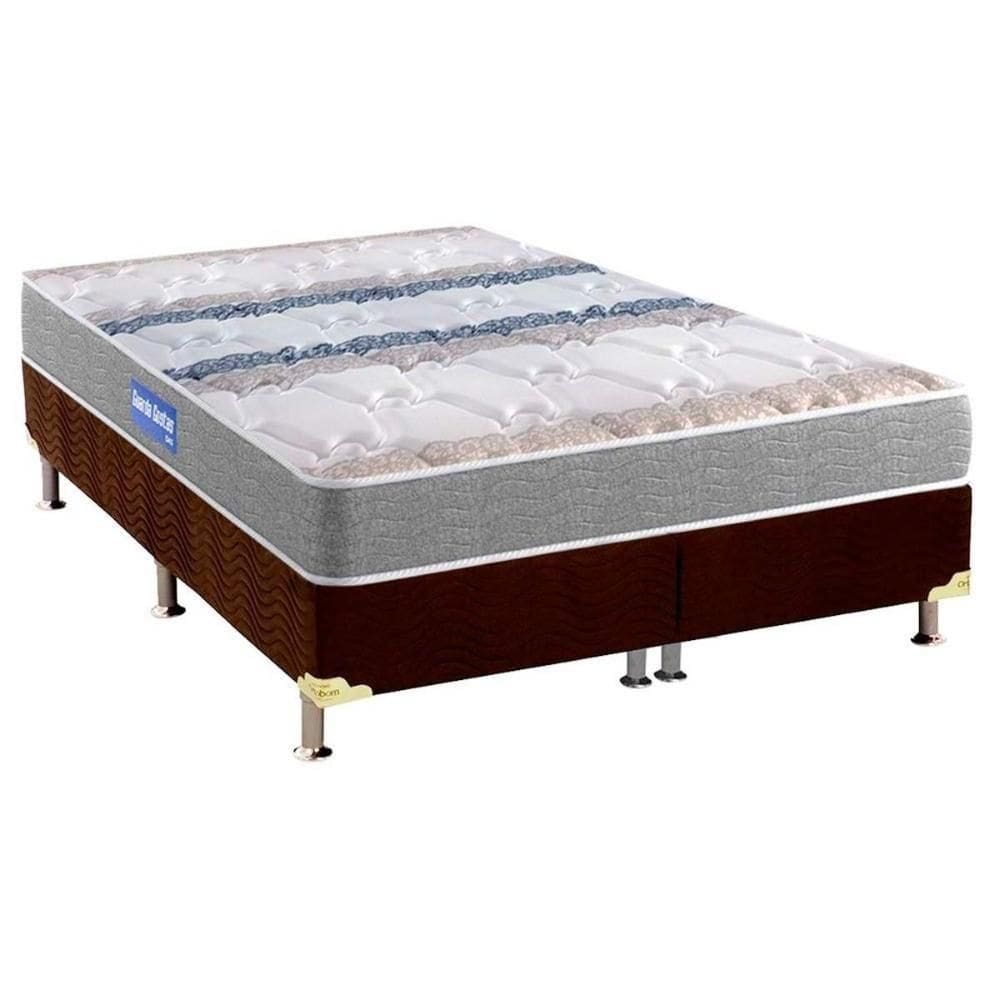 Cama Box King: Colchão Espuma D45 Probel Guarda Costas + Base Crc Suede Brown(193X203)