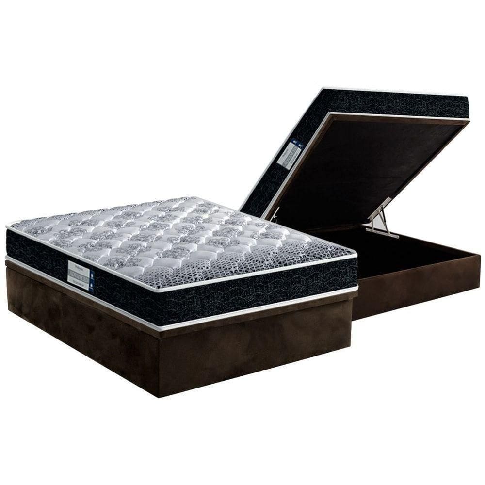 Cama Box Baú Casal: Colchão Ortopédico Probel D33/Eppedic Prodormir Tech1500 + Base Brown(138X188)
