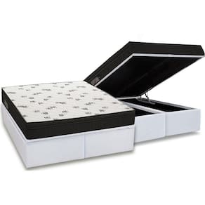 Cama Box Baú Queen: Colchão Espuma D45 Ortobom Light Saúde Ortopillow + Base White(158X198)