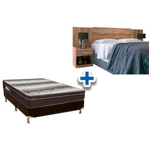 Cama Box Casal Crc + Colchão Ortopédico Light Ortobom + Cabeceira Plus Atacama