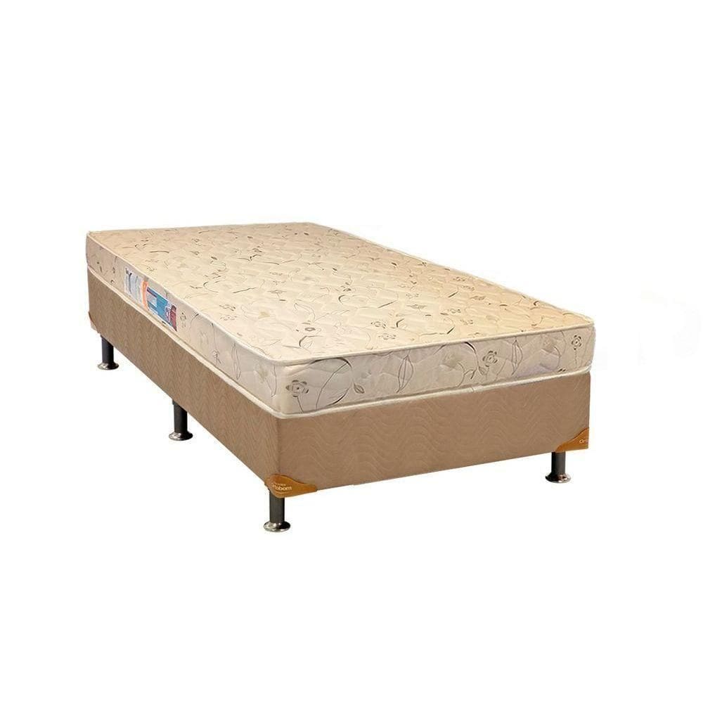 Cama Box C/Auxiliar Solteiro: Colchão Espuma Luckspuma D26 Serene + Base Crc Suede Clean(88X188)