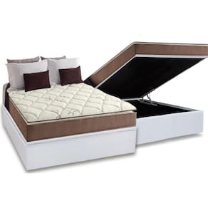 Cama Box Baú Casal: Colchão Ortopédico Anjos D28 / Ag65 Star Pillow Top + Base White(138X188)