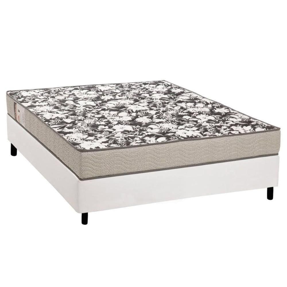 Cama Box Casal: Colchão Espuma Ortobom Physical Ultra Resistente + Base Crc Courano White(138X188)