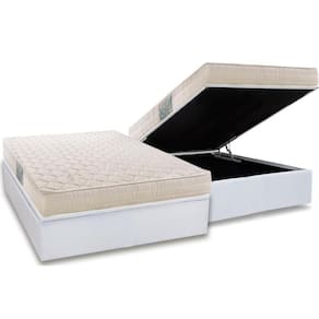 Cama Box Baú Casal: Colchão Espuma D45 Herval Droom + Base Crc Courano White(138X188)
