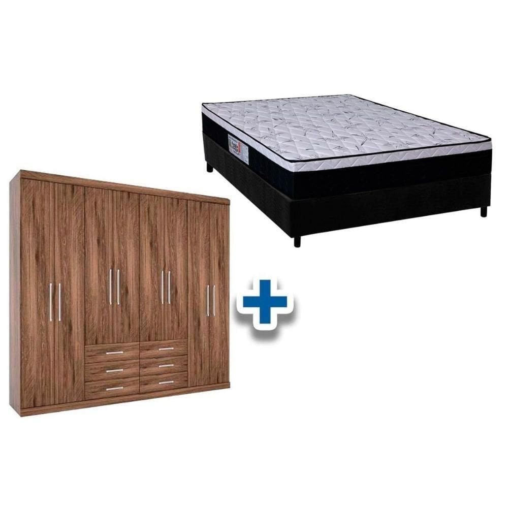 Cama Box Casal + Colchão Foggia Sogni + Guarda Roupa Master 8.6 Demolição