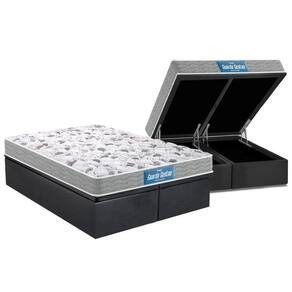 Cama Box Baú Queen: Colchão Espuma Probel D45 / Ep+ Base Gray(158X198)