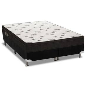 Cama Box Queen: Colchão Espuma D45 Ortobom Light Ortopilow + Base Crc Suede Black(158X198)
