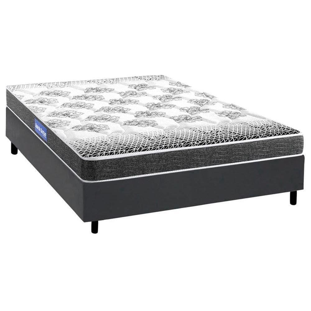 Cama Box Casal: Colchão Espuma Probel Guarda Costas Resistente + Base Crc Courano Gray(138X188)