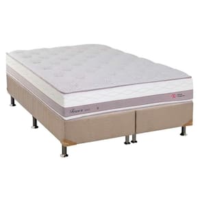 Cama Box Queen: Colchão Molas Herval Maxspring Tower + Base Crc Suede Clean(158X198)