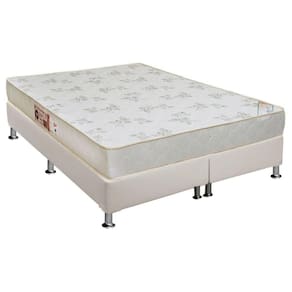 Cama Box Queen: Colchão Espuma D33 Castor Sleep Max Relax + Base Crc Courano White(158X198)
