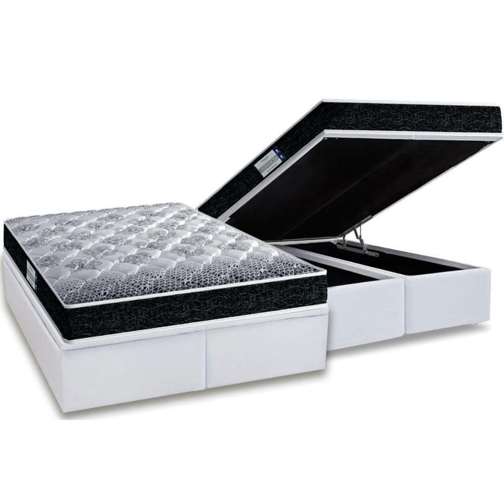 Cama Box Baú Queen: Colchão Espuma D33 Probel /Ep Prodormir Tech1500 + Base White(158X198)