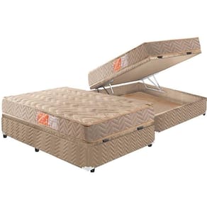 Cama Box Baú Casal: Colchão Espuma D33 Paropas Pasquale + Base Crc Suede Clean(138X188)