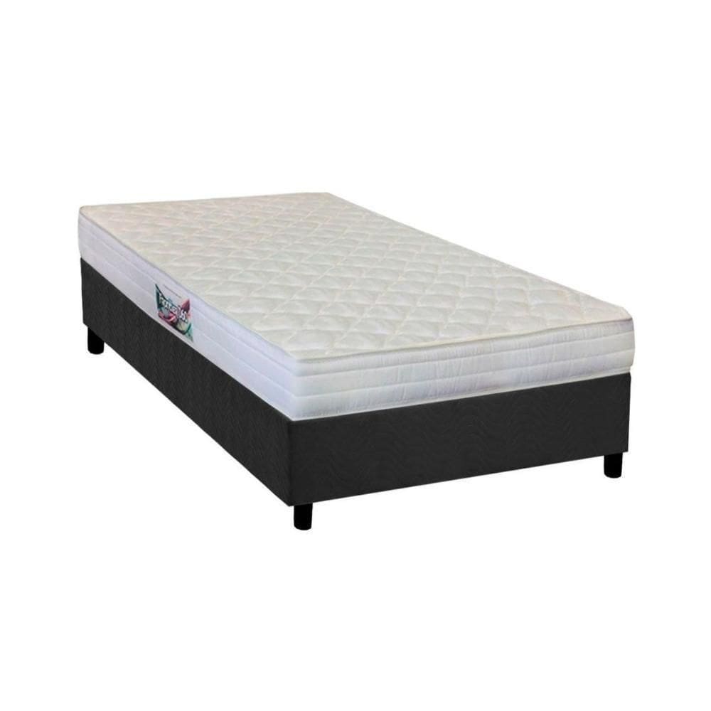 Cama Box Solteiro: Colchão Anatômico Herval Ag65 Frontier + Base Crc Suede Gray(88X188)