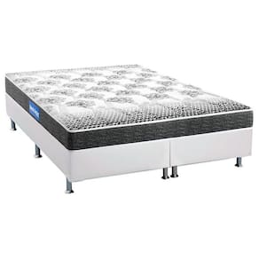 Cama Box Queen: Colchão Espuma Probel Guarda Costas Black + Base Crc Courano White(158X198)
