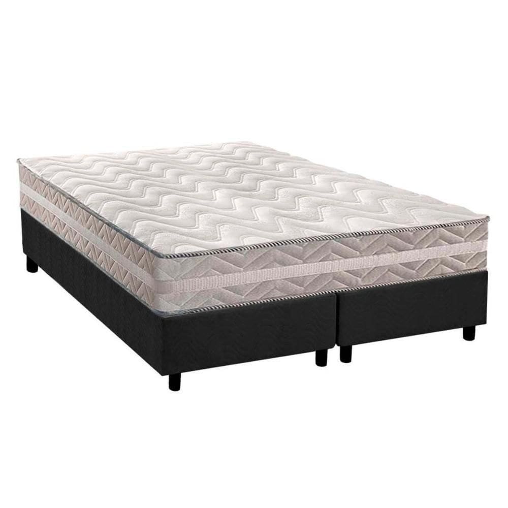 Cama Box Queen: Colchão Anatômico Paropas D28/Ag65 Master + Base Crc Suede Gray(158X198)