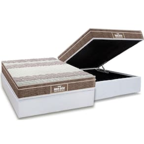 Cama Box Baú Casal: Colchão Espuma Probel D33 / Ep Plus + Base White(138X188)