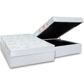 Cama Box Baú Casal: Colchão Espuma Castor D33 Sleep Max Relax + Base Crc Courano White(138X188)