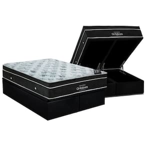 Cama Box Baú Queen: Colchão Molas Bonnel Ortobom Nanolastic Exclusive + Base Black(158X198)