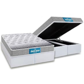 Cama Box Baú Queen: Colchão Ortopédico Probel D45 / Ep Guarda Costas + Base White(158X198)