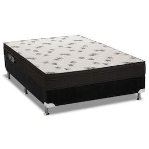 Cama Box Casal: Colchão Espuma Ortobom D45 Light Saúde Ortopilow + Base Crc Suede Black(138X188)