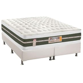 Cama Box Queen: Colchão Molas Bonnel Castor Silver Star Air Df + Base Crc Courano White(158X198)