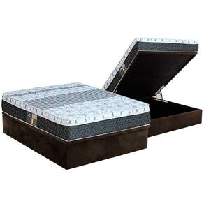 Cama Box Baú Casal: Colchão Molas Bonnel Castor System Class One Face + Base Brown(138X188)