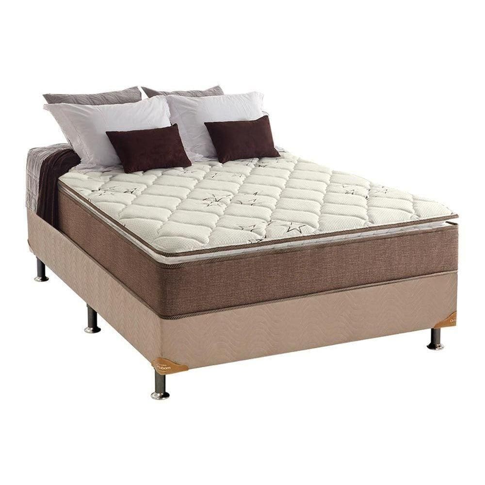 Cama Box Casal: Colchão Espuma Anjos D28/Ag65 Star + Base Crc Suede Clean(138X188)