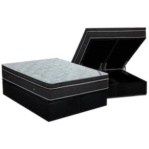 Cama Box Baú King: Colchão Molas Bonnel Ortobom Nanolastic Light + Base Crc Suede Black(186X198)