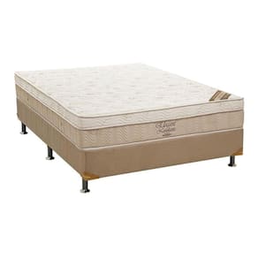 Cama Box Casal: Colchão Molas Bonnel Ortobom Nanolastic Elegant + Base Crc Suede Clean(138X188)