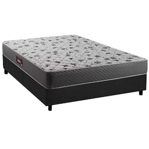 Cama Box Casal: Colchão Ortopédico Herval D28/Ag65 Black + Base Crc Suede Gray(138X188)