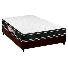 Cama Box Casal: Colchão Espuma D33 Castor Black E White + Base Crc Suede Brown(138X188)