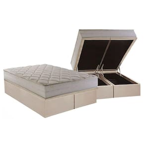 Cama Box Baú Queen: Colchão Ortopédico Herval D28 / Ag65 Joy + Base Crc Suede Clean(158X198)
