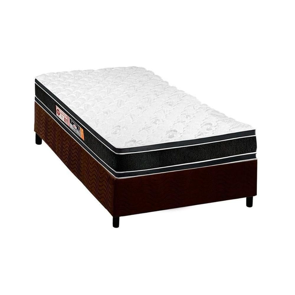 Cama Box Solteiro: Colchão Espuma D33 Castor Black E White Double Face + Base Brown(88X188)